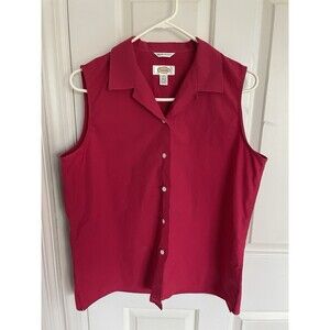 Talbots Wrinkle Resistant Sleeveless Shirt Top Womens Size 12‎ Pink Button Down